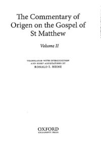 cover of the book The Commentary of Origen on the Gospel of St Matthew