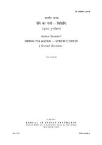 cover of the book IS 10500:2012 Drinking water specification