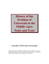 cover of the book History of the Problem of Universals in the Middle Ages: Notes and Texts