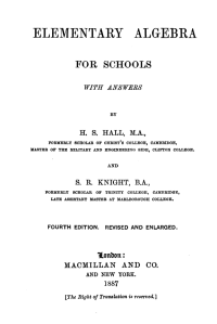 cover of the book Elementary Algebra for Schools: With Answers