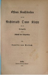 cover of the book Offenes Sendschreiben an den Archivrat Onno Klopp über die Ereignisse vor der Schlacht bei Langensalza