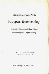 cover of the book Kroppens fenomenologi