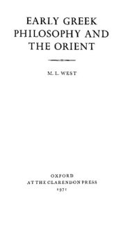 cover of the book Early Greek Philosophy and the Orient