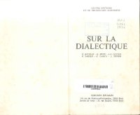 cover of the book Sur la Dialectique