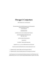 cover of the book Onsager's Conjecture