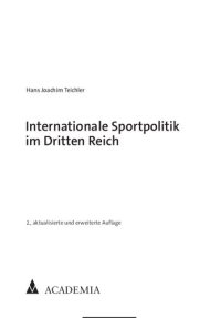 cover of the book Internationale Sportpolitik im Dritten Reich