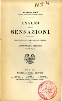 cover of the book Analisi delle sensazioni