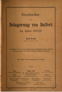 cover of the book Geschichte der Belagerung von Belfort im Jahre 1870/71