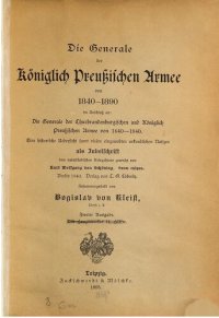 cover of the book Die Generale der Königlich Preußischen Armee von 1840 bis 1890