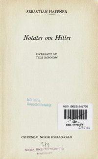 cover of the book Notater om Hitler