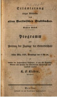 cover of the book Erläuterung einiger Abschnitte des alten Berliner Stadtbuches