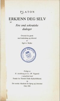 cover of the book Erkjenn deg selv : fire små sokratiske dialoger