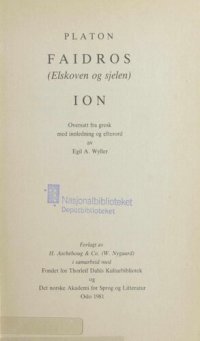 cover of the book Faidros (Elskoven og sjelen); Ion