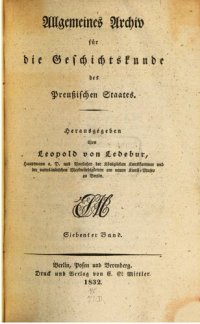 cover of the book Allgemeines Archiv für die Geschichtskunde des Preußischen Staates