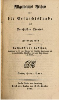 cover of the book Allgemeines Archiv für die Geschichtskunde des Preußischen Staates