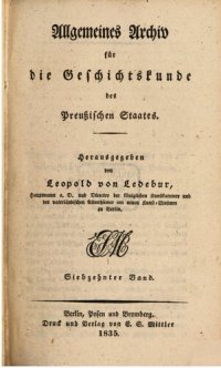 cover of the book Allgemeines Archiv für die Geschichtskunde des Preußischen Staates