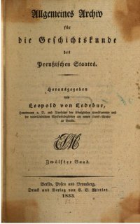 cover of the book Allgemeines Archiv für die Geschichtskunde des Preußischen Staates