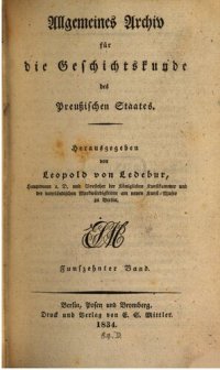 cover of the book Allgemeines Archiv für die Geschichtskunde des Preußischen Staates