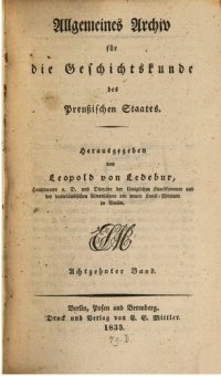 cover of the book Allgemeines Archiv für die Geschichtskunde des Preußischen Staates