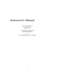 cover of the book Statistical Mechanics (Instructor's Solution Manual) - 4th ed