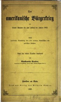 cover of the book Der amerikanische Bürgerkrieg von seinem Beginn bis zum Schluß des Jahres 1862