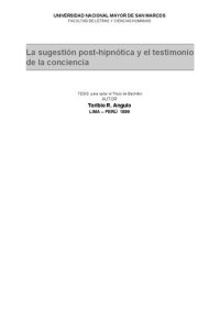 cover of the book La sugestión post-hipnótica y el testimonio de la conciencia