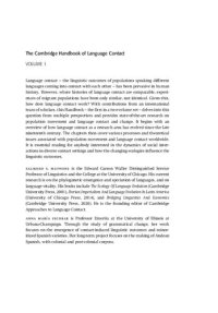 cover of the book The Cambridge Handbook of Language Contact: Volume 1: Population Movement and Language Change