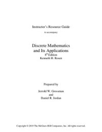 cover of the book Instructor’s Resource Guide to accompany Discrete Mathematics and Its Applications 8th Edition Kenneth H. Rosen Prepared by Jerrold W. Grossman and Daniel R. Jordan