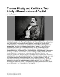 cover of the book Thomas Piketty and Karl Marx: two totally different visions of Capital