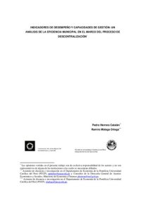 cover of the book Indicadores de desempeño y capacidades de gestión: Un análisis de la eficiencia municipal en el marco del proceso de descentralización