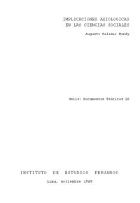 cover of the book Implicaciones axiológicas en las ciencias sociales