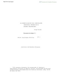 cover of the book La desmovilización del sindicalismo industrial peruano en el segundo belaundismo