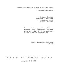 cover of the book Cambios culturales y stress en el Perú rural