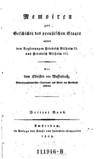 cover of the book Memoiren zur Geschichte des Preußischen Staates unter den Regierungen Friedrich Wilhelm II. und Friedrich Wilhelm III.