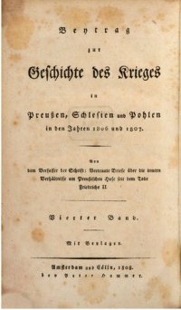 cover of the book Beitrag zur Geschichte des Krieges in Preußen, Schlesien und Pohlen [Polen] in den Jahren 1806 und 1807