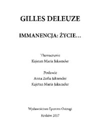 cover of the book Immanencja: życie...