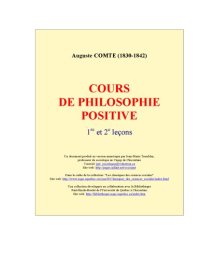 cover of the book Cours De Philosophie Positive I Et Ii