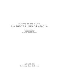 cover of the book La docta Ignorancia