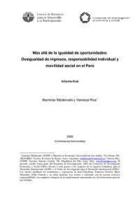 cover of the book Más allá de la igualdad de oportunidades: Desigualdad de ingresos, responsabilidad individual y movilidad social en el Perú. Informe final