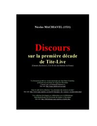 cover of the book Discours sur la premiere décade de Tite-Live