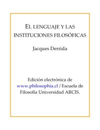 cover of the book El lenguaje y las instituciones filosôficas