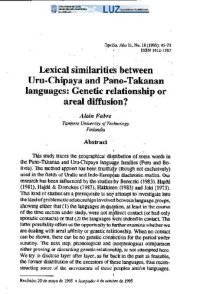 cover of the book Lexical similarities between Uru-Chipaya and Pano-Takanan languages: Genetic relationship or areal diffusion?