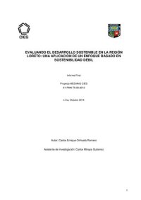 cover of the book EVALUANDO EL DESARROLLO SOSTENIBLE EN LA REGIÓN LORETO: UNA APLICACIÓN DE UN ENFOQUE BASADO EN SOSTENIBILIDAD DÉBIL