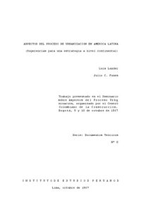 cover of the book Aspectos del proceso de urbanización en América Latina (Sugerencias para una estrategia a nivel continental)