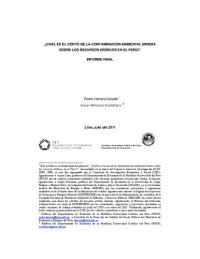 cover of the book ¿CUÁL ES EL COSTO DE LA CONTAMINACIÓN AMBIENTAL MINERA SOBRE LOS RECURSOS HÍDRICOS EN EL PERÚ?* INFORME FINAL