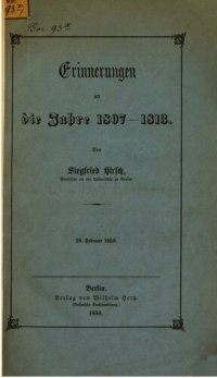 cover of the book Erinnerungen an die Jahre 1807-1813