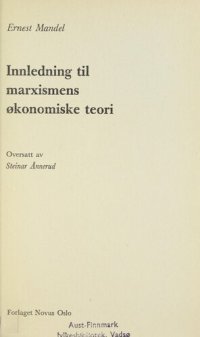 cover of the book Innledning til marxismens økonomiske teori