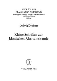 cover of the book Kleine Schriften zur klassischen Altertumskunde