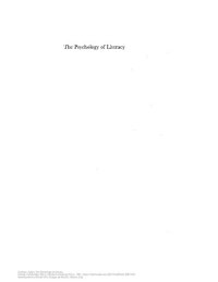 cover of the book The Psychology of Literacy