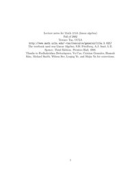 cover of the book Lecture Notes for Math 115A (Linear Algebra)